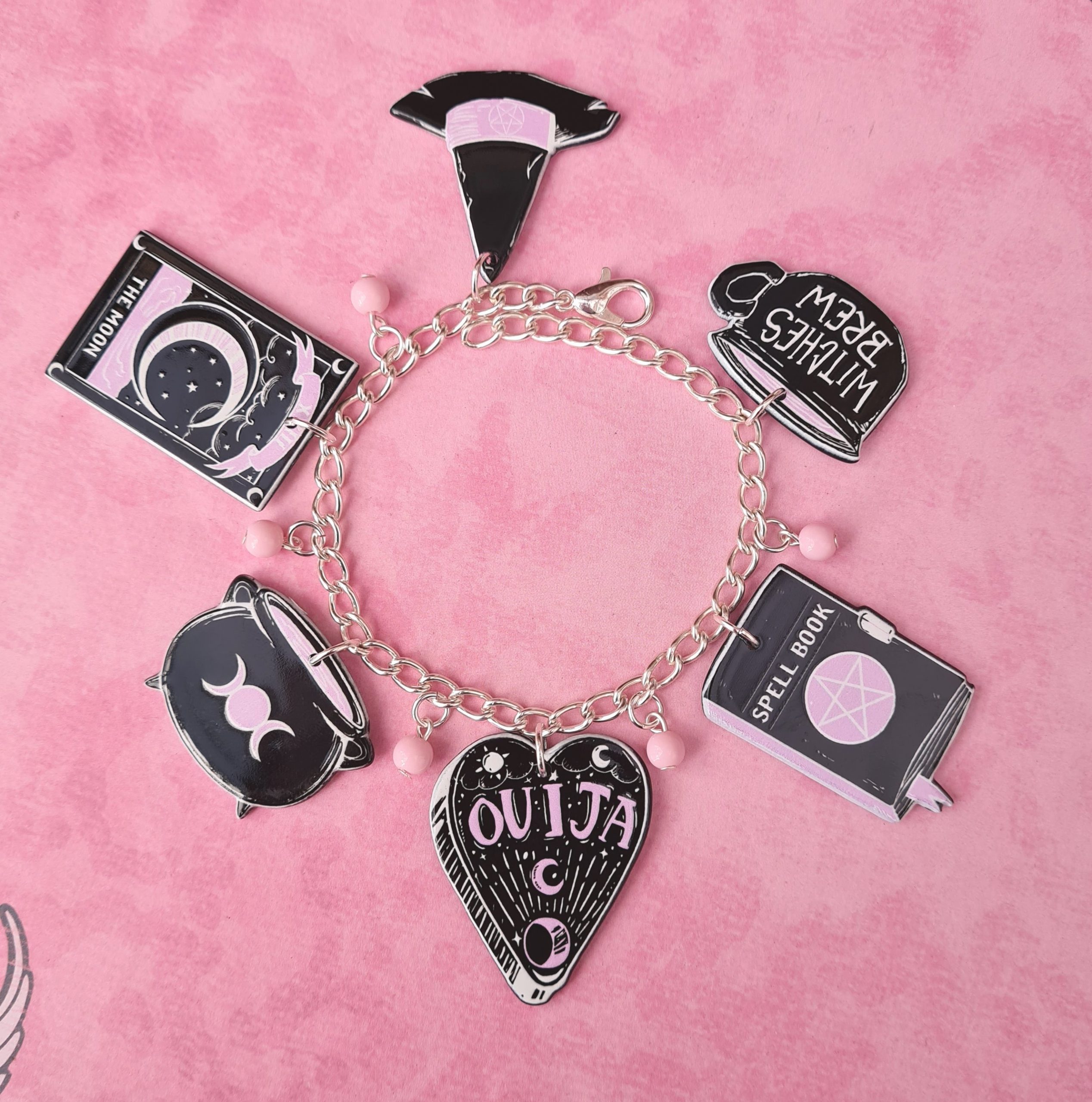 Pink & Black Charm Bracelet Kit, Creepy Cute Cha Cha DIY Bracelet